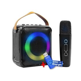 Innovalley KA04-BTH-N Mini-enceinte Bluetooth KARAOKE - LED RING -FM -