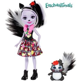 Enchantimals Mini-poupée Sage Moufette et figurine animale Caper aux l