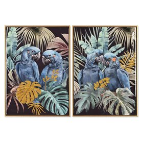 Cadre Home ESPRIT Perroquet Tropical Laqué 50 x 3,5 x 70 cm (2 Unités)