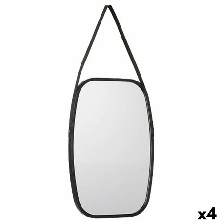 Miroir mural Noir Verre Cuir Synthétique 43 x 65 x 3 cm (4 Unités)