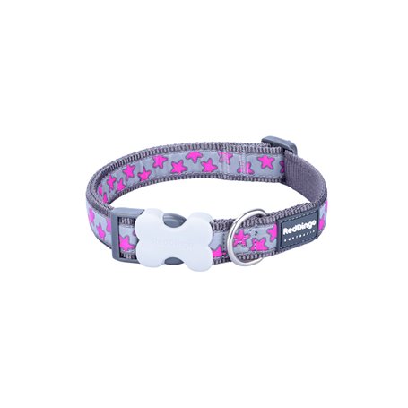 Collier pour Chien Red Dingo STYLE HOT PINK ON COOL GREY 15 mm x 24-36