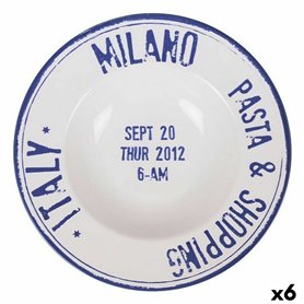 Assiette à pâtes Santa Clara Milano Porcelaine Ø 28 cm Bleu (6 Unités)