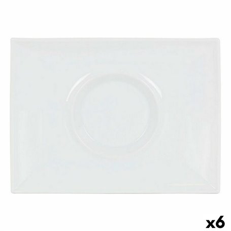 Assiette plate Inde Gourmet Porcelaine Blanc 29,5 x 22 x 3 cm (6 Unité