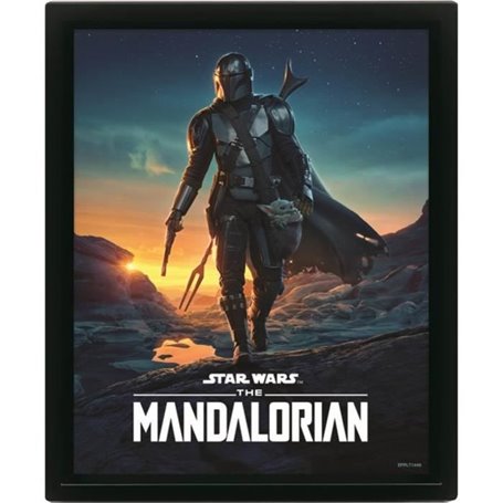 Poster cadre 3D lenticulaire Pyramid Star Wars - The Mandalorian Night