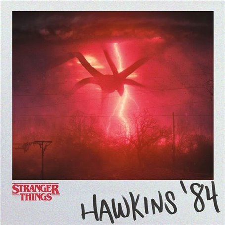 Poster toile Pyramid Stranger Things - Hawkins 84 - rouge - 30x5x30 cm