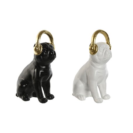 Figurine Décorative Home ESPRIT Blanc Noir Doré Chien 12 x 18 x 30 cm 