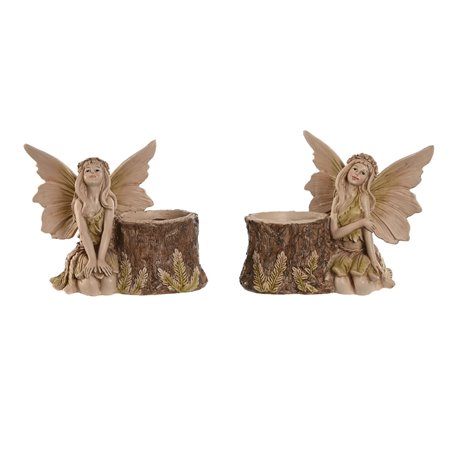 Figurine Décorative Home ESPRIT Marron Fée 18 x 10 x 15 cm (2 Unités)