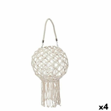 Bougeoir Macramé Blanc Coton 26 x 66 x 26 cm (4 Unités)