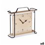 Horloge de table Noir Métal Bois MDF 23 x 21 x 7 cm (6 Unités)