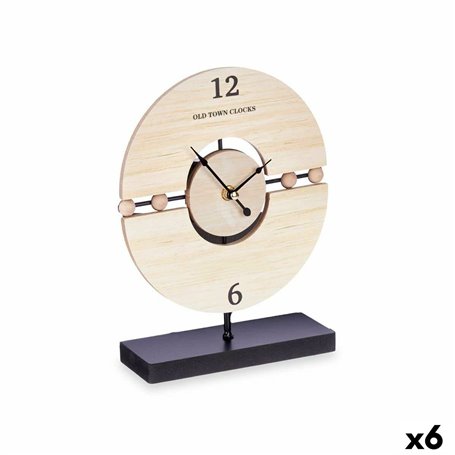 Horloge de table Balles Noir Métal Bois MDF 20,5 x 26,5 x 7 cm (6 Unit