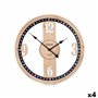 Horloge Murale Noir Métal Bois MDF 60 x 60 x 4,5 cm (4 Unités)