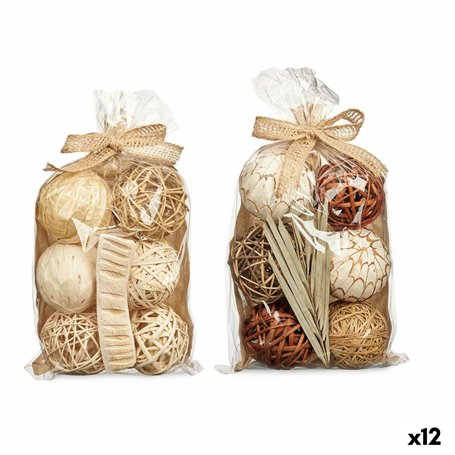 Jeu de boules décoratives Blanc Marron (12 Unités)