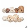 Jeu de boules décoratives Blanc Marron (12 Unités)