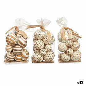 Jeu de boules décoratives Blanc Marron (12 Unités)