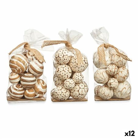 Jeu de boules décoratives Blanc Marron (12 Unités)