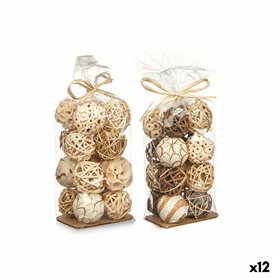 Jeu de boules décoratives Blanc Marron (12 Unités)