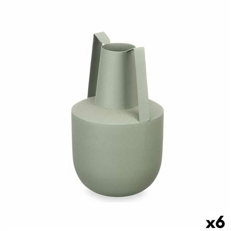 Vase Avec des poignées Vert Acier 14 x 24 x 14 cm (6 Unités)