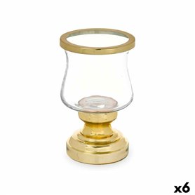 Bougeoir Verre Doré Acier 12 x 19,5 x 12 cm (6 Unités)