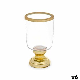 Bougeoir Verre Doré Acier 12 x 24,5 x 12 cm (6 Unités)