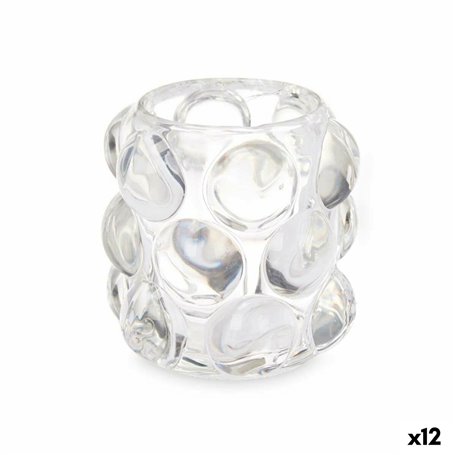 Bougeoir Microsphères Transparent Verre 8,4 x 9 x 8,4 cm (12 Unités)