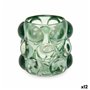 Bougeoir Microsphères Vert Verre 8,4 x 9 x 8,4 cm (12 Unités)