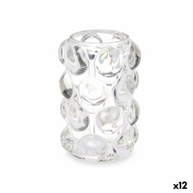 Bougeoir Microsphères Transparent Verre 8,4 x 12,5 x 8,4 cm (12 Unités