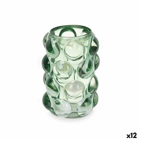 Bougeoir Microsphères Vert Verre 8,4 x 12,5 x 8,4 cm (12 Unités)