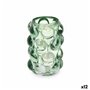 Bougeoir Microsphères Vert Verre 8,4 x 12,5 x 8,4 cm (12 Unités)