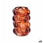 Bougeoir Microsphères Orange Verre 8,4 x 12,5 x 8,4 cm (12 Unités)