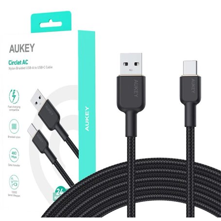 Câble USB-C vers USB Aukey CB-NAC2 Noir 1,8 m