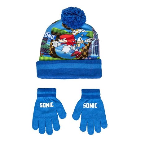 Bonnet et gants Sonic Bleu (Taille unique)