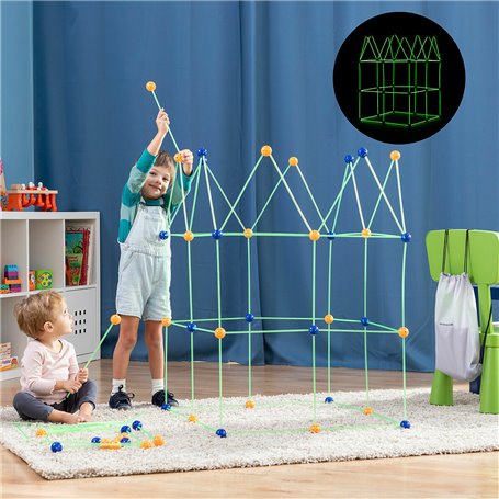 Kit de Construction de Fort pour Enfants Builkitt InnovaGoods 155 Pièc