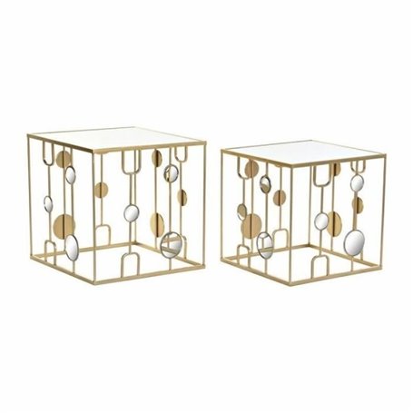 Set de 2 Tables Gigognes Thyann Miroir Doré Métal (50 x 50 x 50 cm) (2