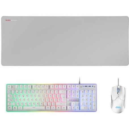 Mars Gaming MCPXWES Blanc - Combo Clavier + Souris Ultralégère + Tapis