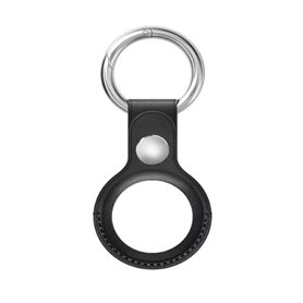 MUVIT FOR CHANGE AIRTAG BLACK PU LEATHER KEYCHAIN