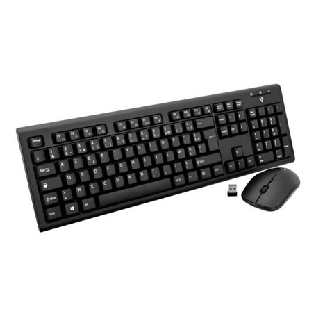 V7 Clavier et Souris Sans fil CKW200ES - 1600 dpi - 3 Bouton(s) - Noir