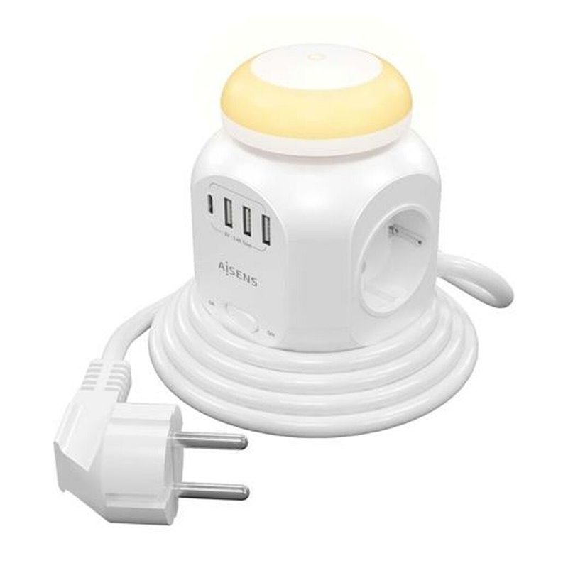 Aisens ASPS-3A1CL01-W multiprise 1,8 m 4 sortie(s) CA Intérieure Blanc