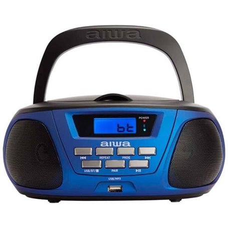 Radio CD portable aiwa BBTU-300BL bleue avec haut-parleurs intégrés av