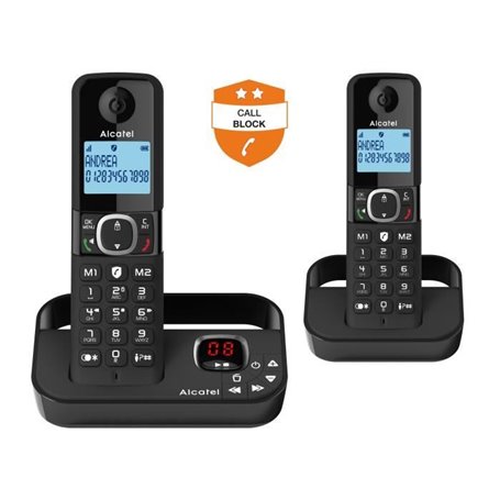 Téléphone fixe sans fil - ALCATEL - F860 voice duo noir - Avec fonctio