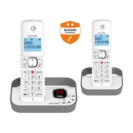 Téléphone fixe sans fil - ALCATEL - F860 voice duo grey - Blocage d'ap