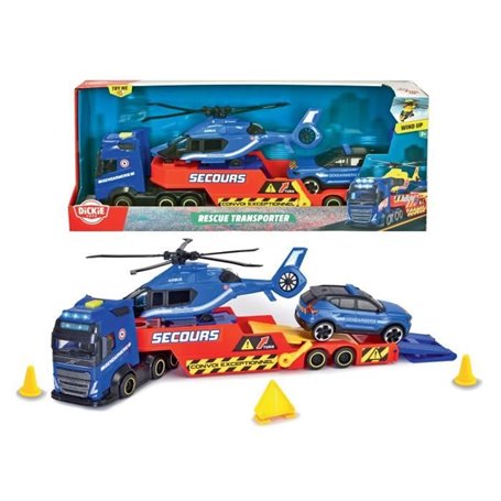 Dickie - Camion Porteur 40cm + Hélicoptere + Véhicule de Gendarmerie -