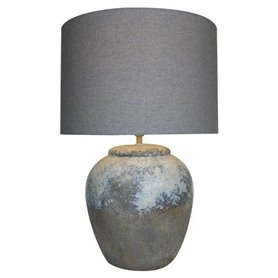 Lampe de bureau DKD Home Decor Toile Céramique Gris (38 x 38 x 60 cm)