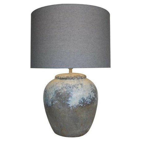 Lampe de bureau DKD Home Decor Toile Céramique Gris (38 x 38 x 60 cm)