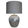 Lampe de bureau DKD Home Decor Toile Céramique Gris (38 x 38 x 60 cm)