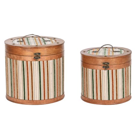 Set de boîtes décoratives Home ESPRIT Marron Multicouleur Bois 35 x 35