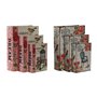 Set de boîtes décoratives Home ESPRIT Marron Bois Toile Floral 22 x 7,