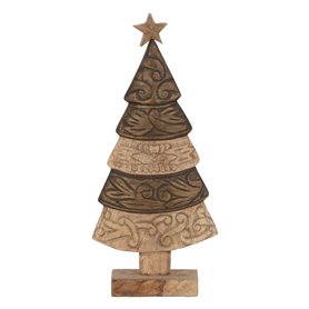 Décorations de Noël Marron Bois de manguier Sapin de Noël 23,5 x 9 x 5