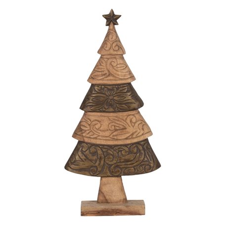 Décorations de Noël Marron Bois de manguier Sapin de Noël 32 x 9 x 65,