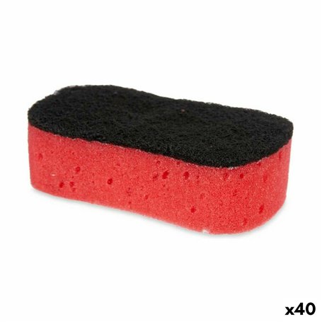 Tampon à récurer Noir Rouge Mousse Fibre abrasive 7,3 x 4 x 12,3 cm (4