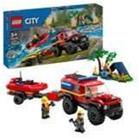 LEGO 60412 City Le Camion de Pompiers 4x4 et le Canot de Sauvetage. Jo
